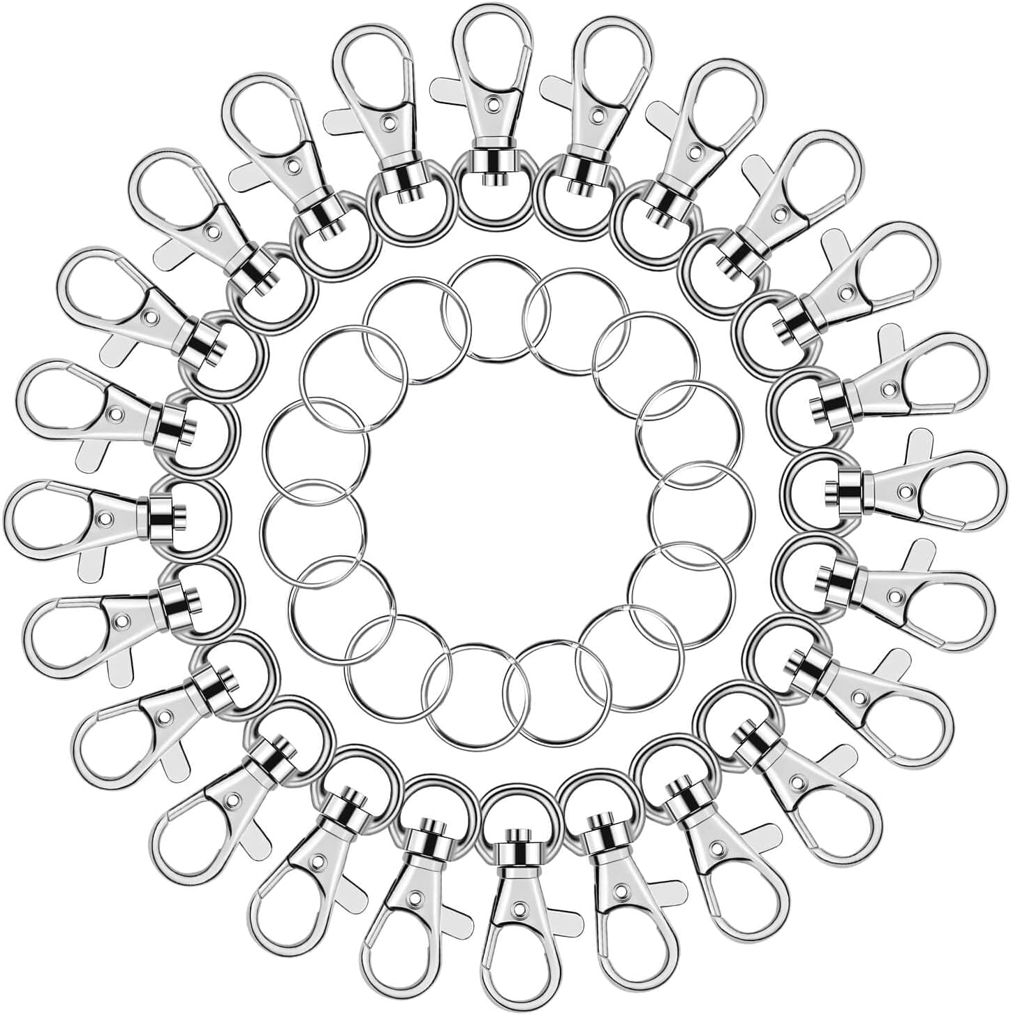 Key Chain Swivel Hooks,  100Pcs Keychain Hardware Metal Swivel Snap Hook Lanyard Clips Hooks with Keychain Rings for Keychain Hardware and Lanyard Charms