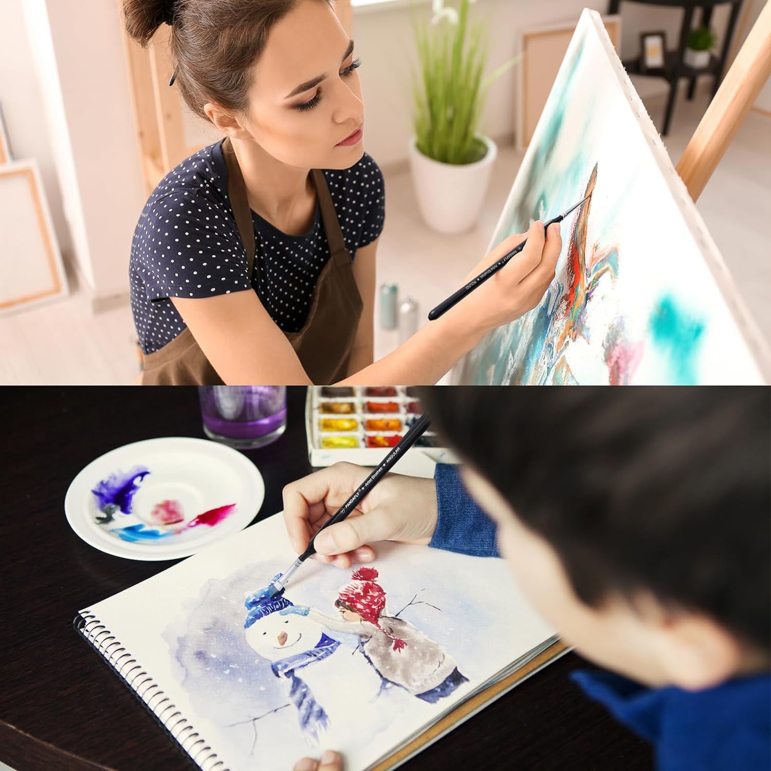 Detail Paint Brushes Set, 15Pcs Miniature Brushes for Fine Detailing &amp; Art Painting - Acrylic, Oil, Watercolors &amp; Paint by Number, Models, Face, Nail, Craft, Warhammer 40K