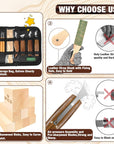 Wood Carving Kit, 23Pcs Wood Carving Tool with 4PCS Wood Carving Knives & 5PCS Detail Knives 9 Basswood Blocks & Gloves & Roll Bag & Strop Block & Polishing Compound Whittling Kit Hobbies for Adults