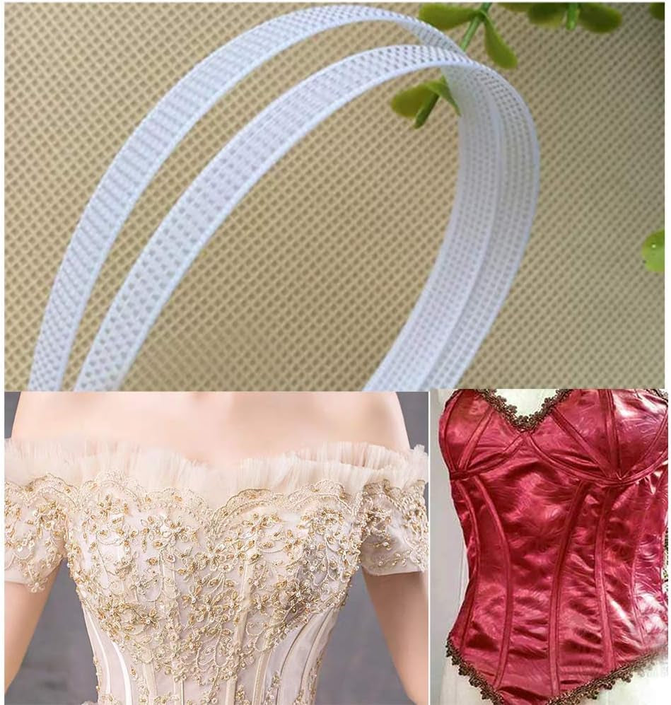 50 Yards Polyester Boning for Sewing - Sew-Through Low Density Boning for Corsets, Nursing Caps, Bridal Gowns (6Mm, White)