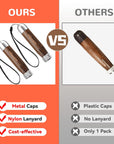 2 Pack Crayon Holder for 1/2'' round or Hexagonal Marking Crayons, Wood Lumber Crayon Holder with Metal Chuck, Metal Caps and Nylon Lanyard, Walnut Handle