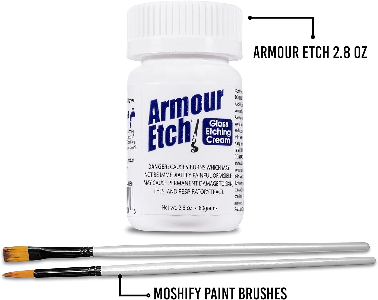 Armour Etch Glass Etching Cream - Starter 2.8Oz Size - Bundled with  Application Brushes