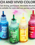 Alcohol Ink Set - New Improved Formula - 24 Highly Saturated Alcohol Inks - Fast-Drying and Permanent Inks - Versatile Alcohol Ink for Epoxy Resin, Tumblers, Fluid Art Painting, Glass, Metal Etc