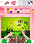 Silicone Painting Mat - Art Mat with Cup, Craft Paint Brush Cleaner Tool &10 Paint Brushes – Thick Large 20 X 16" Paint Mat for Kids & Adults – Washable Erasable Silicone Craft Mat for Artistic Work
