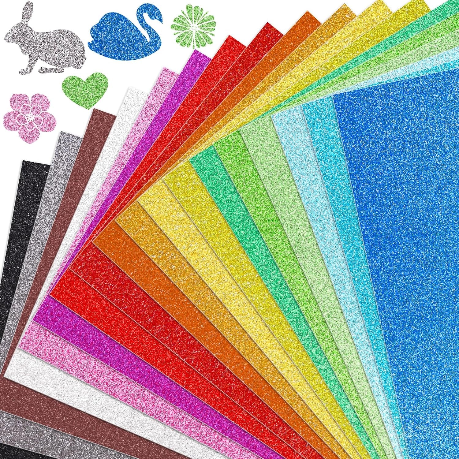 20 Sheets Glitter Cardstock Paper, 10 Colors Premium Glitter Paper for Crafts, 250GSM Sparkly Card Stock Paper for Card Making, Scrapbooking, DIY Projects, 8.5 X 11 Inches