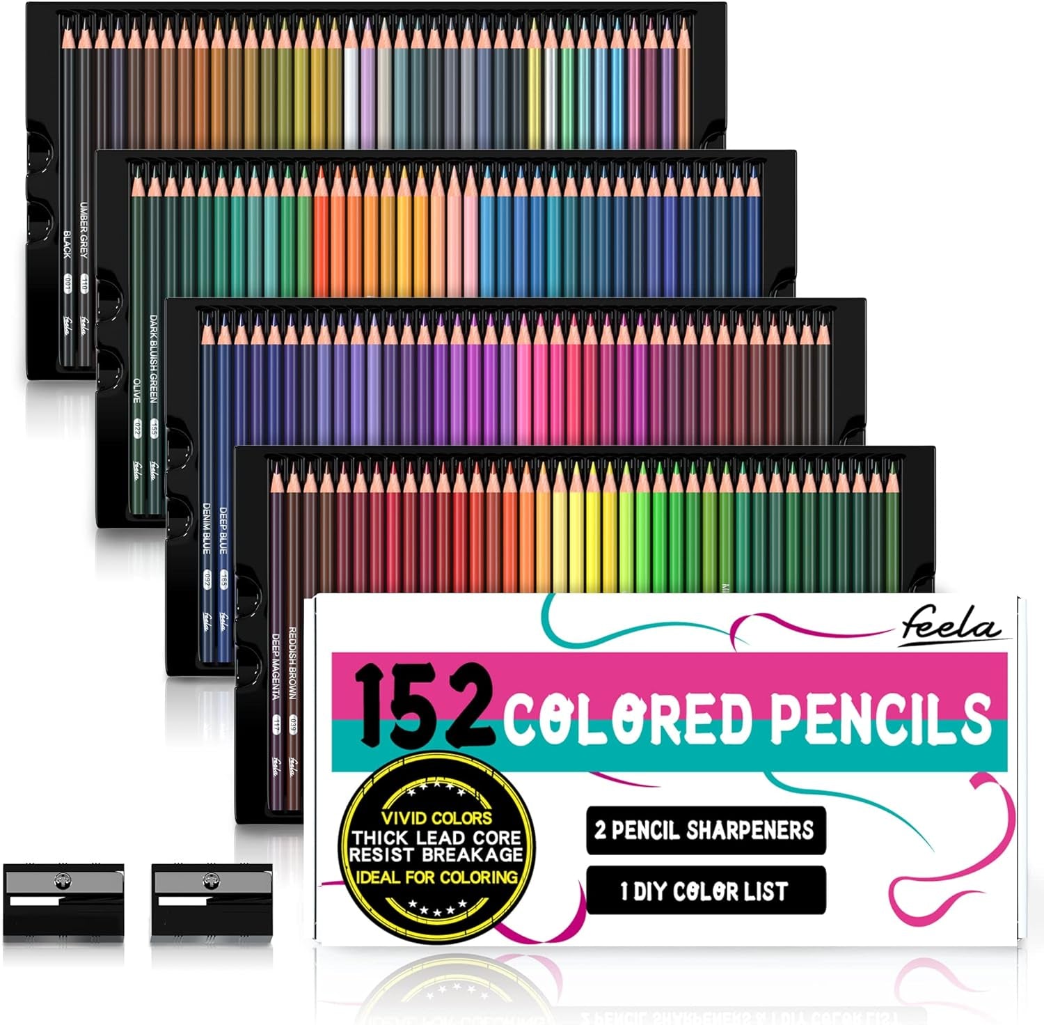 152 Colored Pencils with Pencil Sharpener Premium Soft Core Colors Pencils Set for Adult Coloring Books
