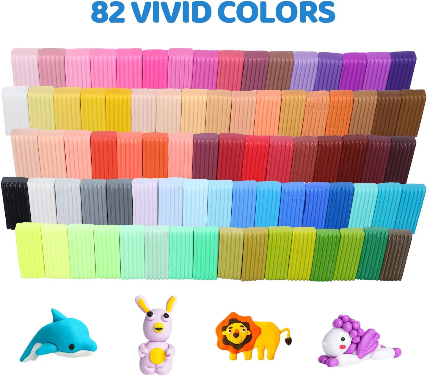 Polymer Clay, 82 Colors Clay Kit, Oven Bake Modeling Clay, Creative Polymer Clay Kit with Sculpting Tools and Jewelry Accessories, Non-Toxic, Ideal DIY Clay Gifts for Adults and Teens