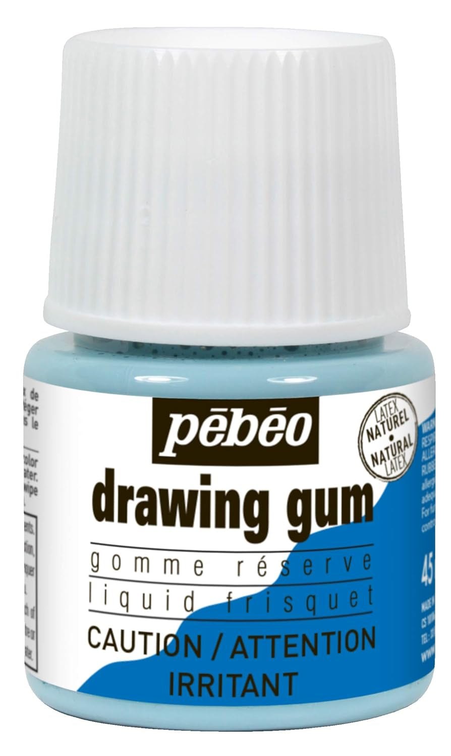 Easy Peel Liquid Latex Masking Fluid - Drawing Gum - Dries Quickly - for Ink - Watercolor - Gouache Painting & Illustration - Fine Arts & Crafts Supplies - 45Ml Bottle