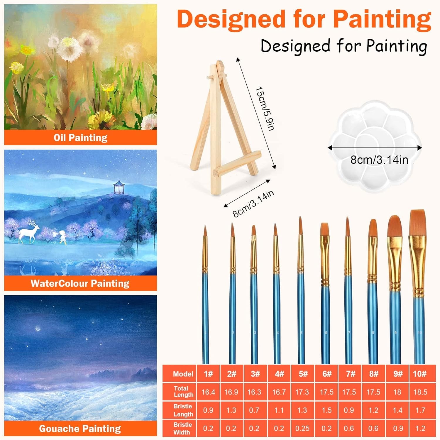 20 Pack 4X4 in Mini Canvases, Small Painting Canvas Panel with Mini Easel, Art Canvas Painting Kit with 10 Brushes & 5 Paint Tray for Kids Teenagers Acrylic Pouring Oil Water Color Gift…