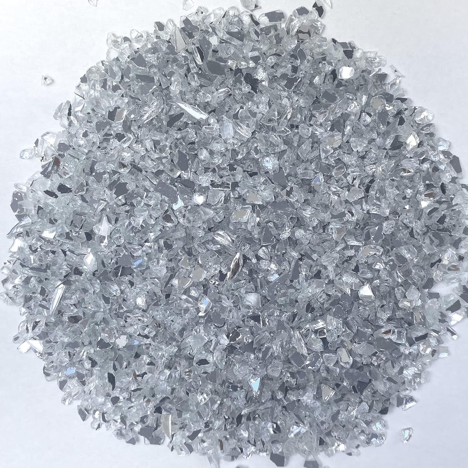 3Lb Crushed Mirror Glass for Crafts, Resin Glue Art Decorative DIY White Mirror Pieces 6-8Mm