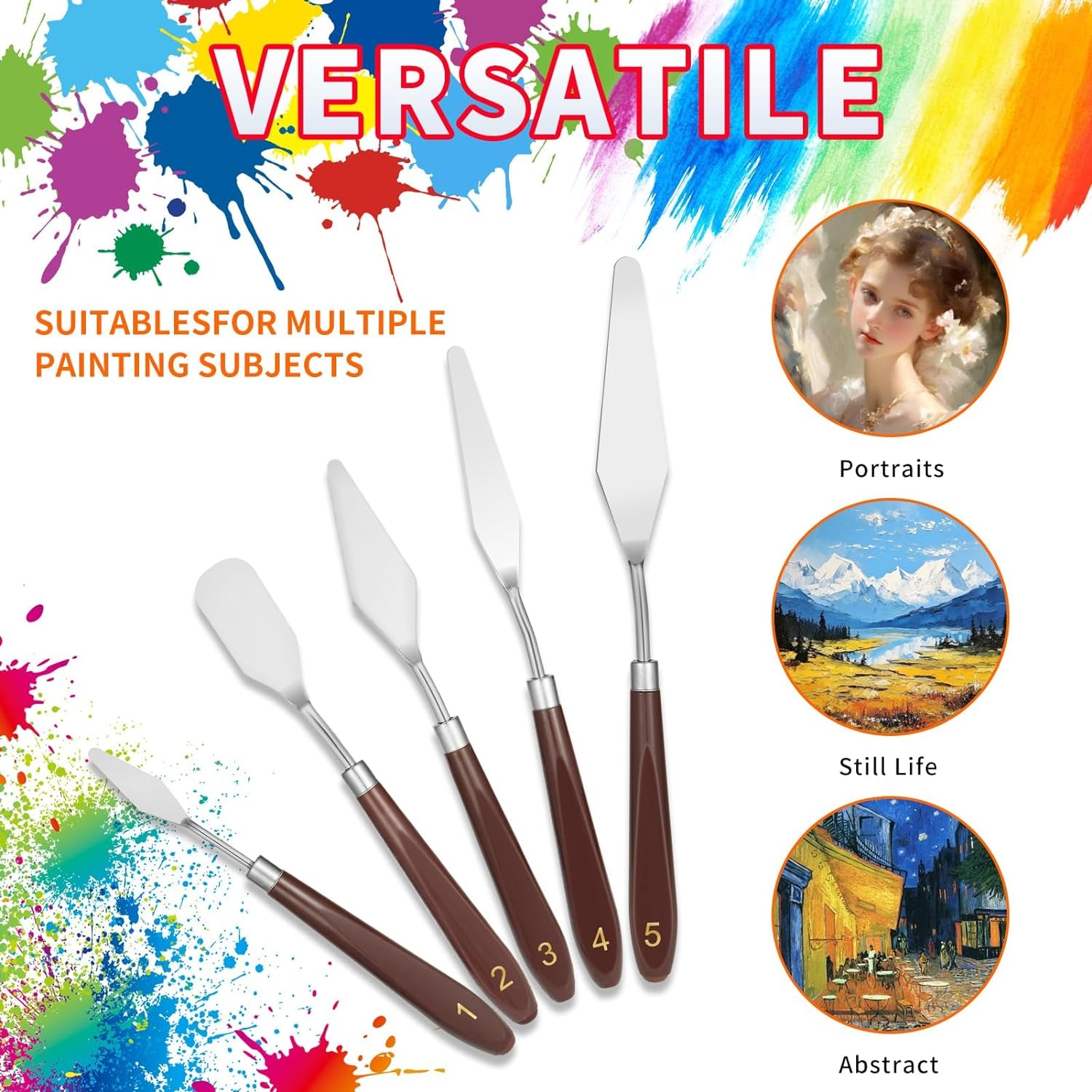 5Pcs Palette Knife,Stainless Steel Spatula Palette Knife Set, Pallet Knife,Painting Knives,Oil Painting Accessories for Oil, Canvas, Acrylic Painting by