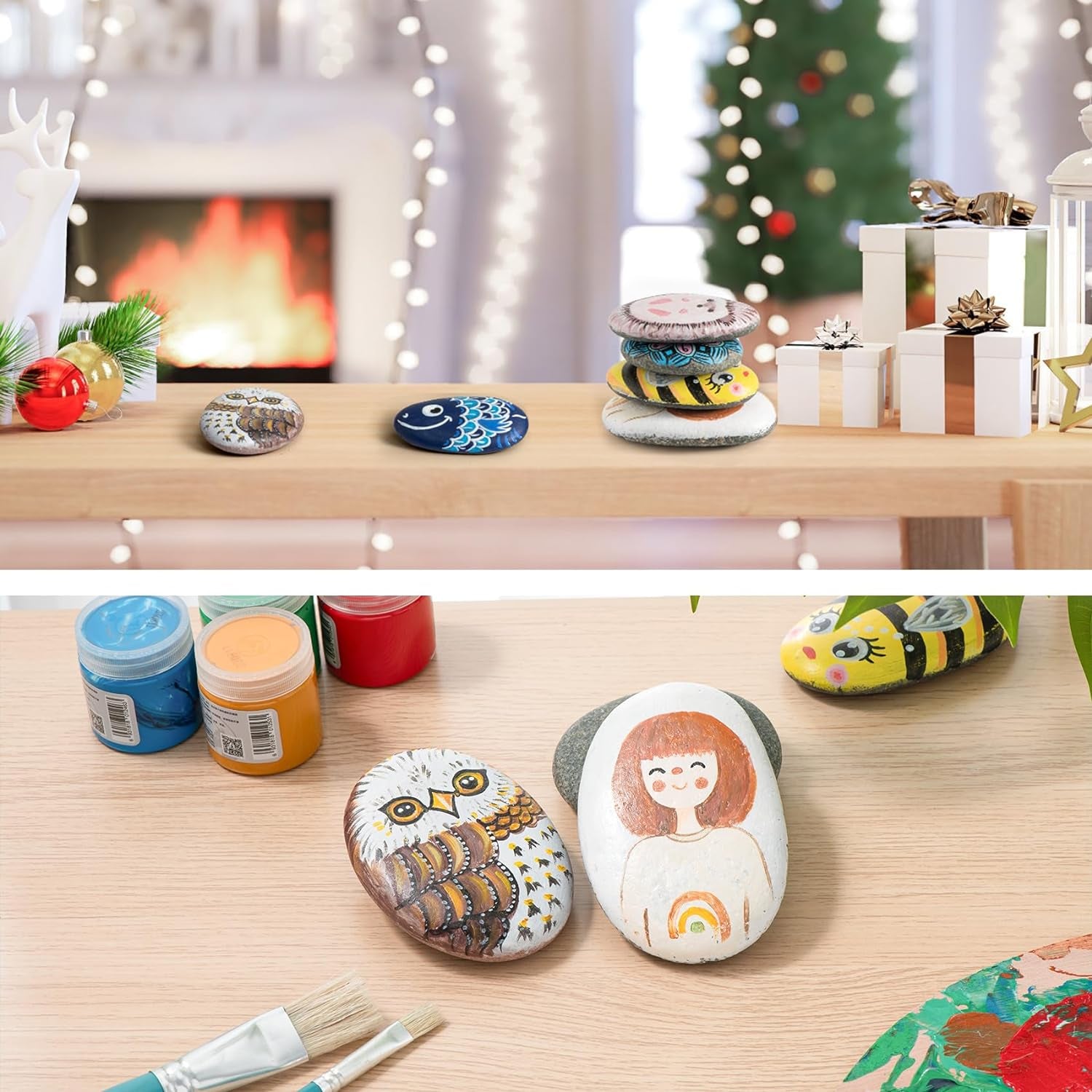 15 Pcs Extra Large Rocks for Painting, 4-5 Inch River Rocks Painting Stones Smooth Flat Rocks for Painting, Natural Rocks to Paint for Arts DIY Crafts Kids Painters