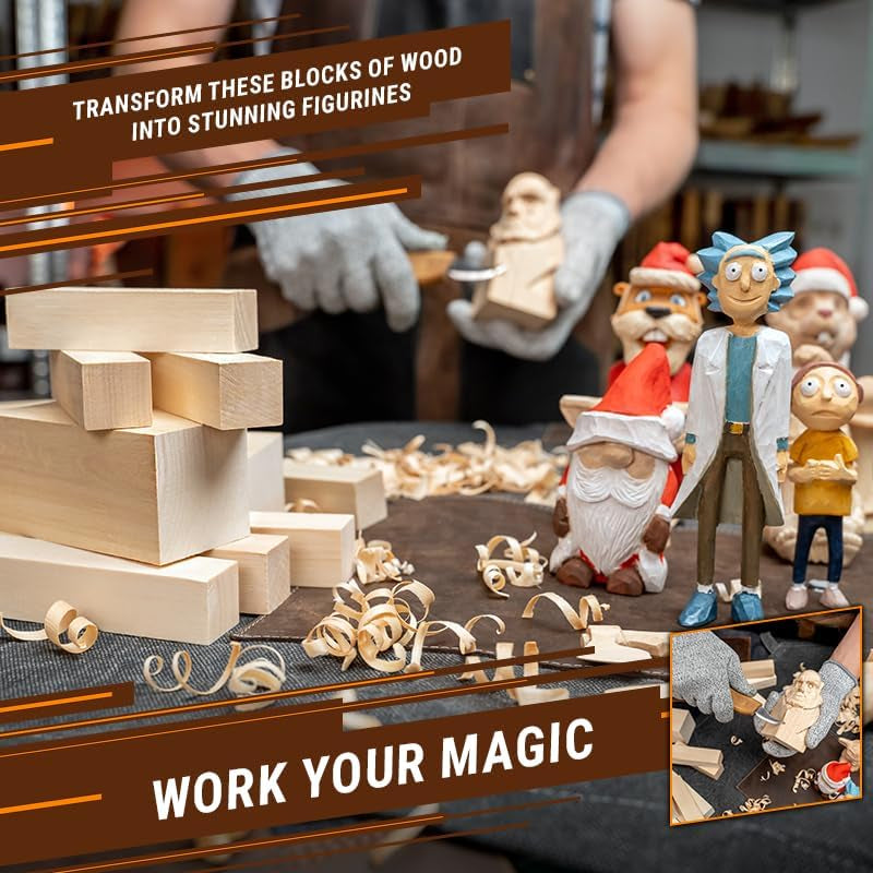 BW12 Pcs Basswood Carving Blocks Whittling Wood Carving Blocks Basswood for Carving Unfinished Wood for Crafts Wooden Block Set Bass Wood for Wood Carving Set Soft Carving Wood