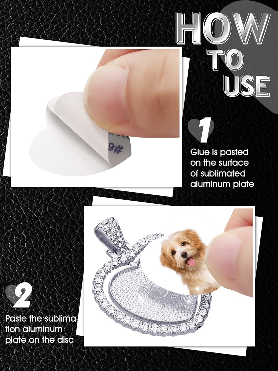 24 Pcs Sublimation Rhinestone Trays Pendant Set, Including 6 Double Sided Blank Rhinestone Bezel Trays, 6 Pcs Thick Chains with 12 Sublimation Discs for Making