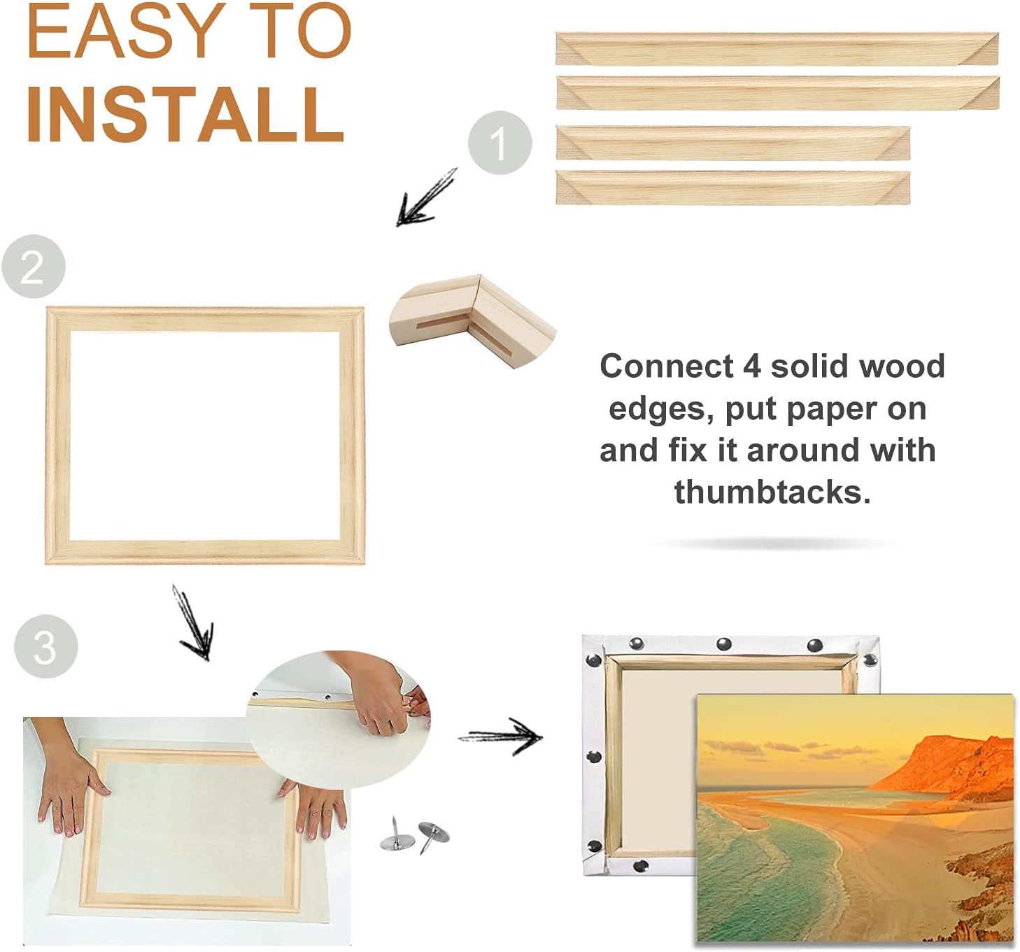 DIY Canvas Stretcher Bars 16X20 Inch Canvas Frame - Easy to Assemble, Gallery Wrap Oil Frame Kits Canvas Wood Stretcher Bars- for Oil Paintings, Prints, Paint