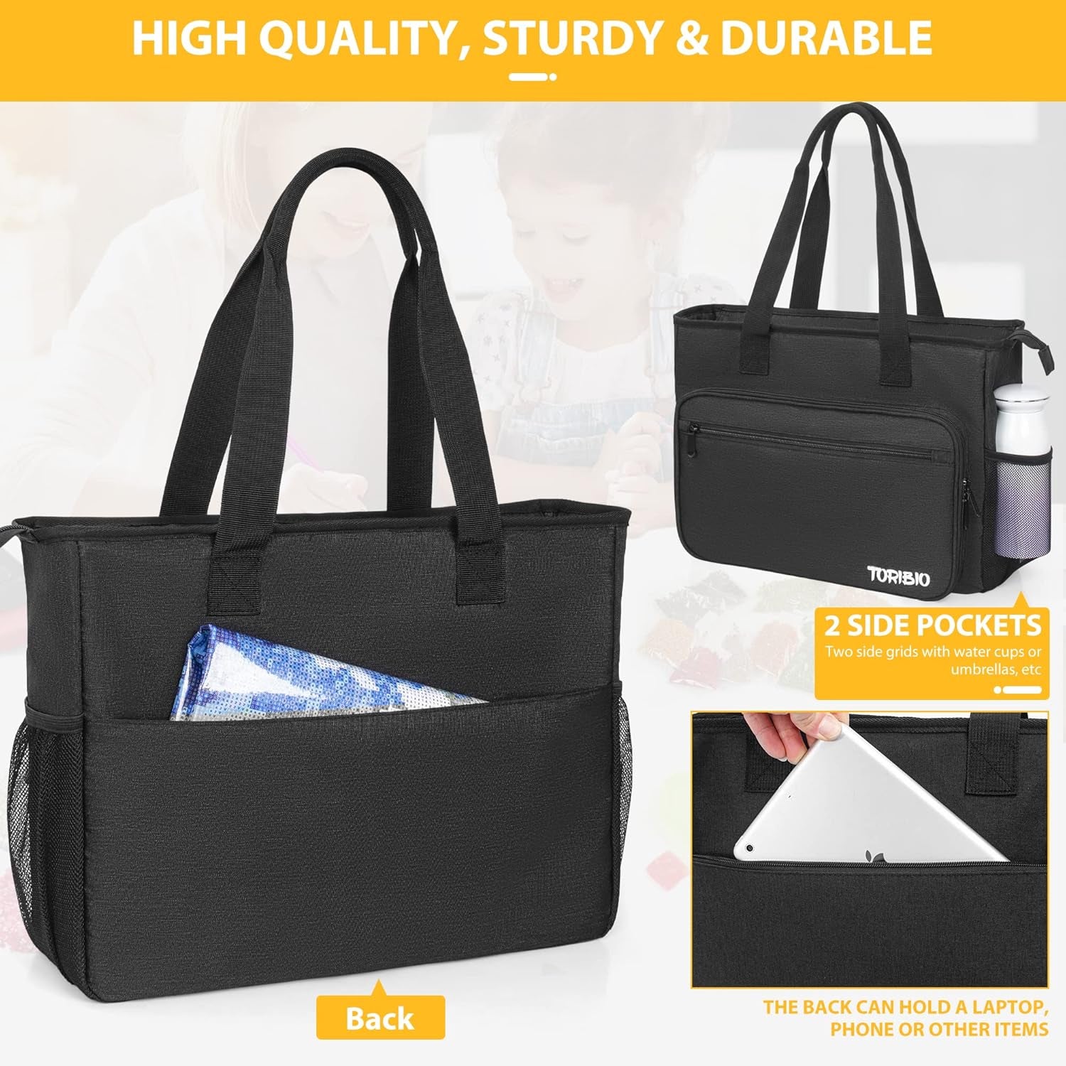 Carrying Bag for Diamond Painting A4 LED Light Pad, Diamond Painting Tools Storage Bag, Embroidery Bag Protective Case for Embroidery Floss and Supplies, 15.4"X12.2"X4.7", Black,Bag Only