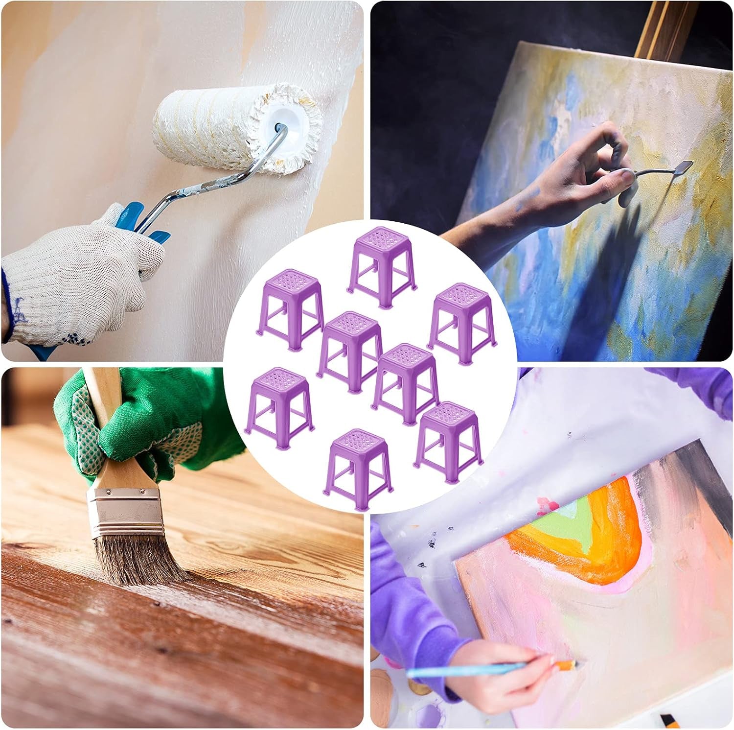 8 Pieces Canvas Stands Paint Stands for Painting Mini Canvas Feet Risers Canvas Support Stands for Fluid Acrylic Pouring Paint Supplies (Purple)