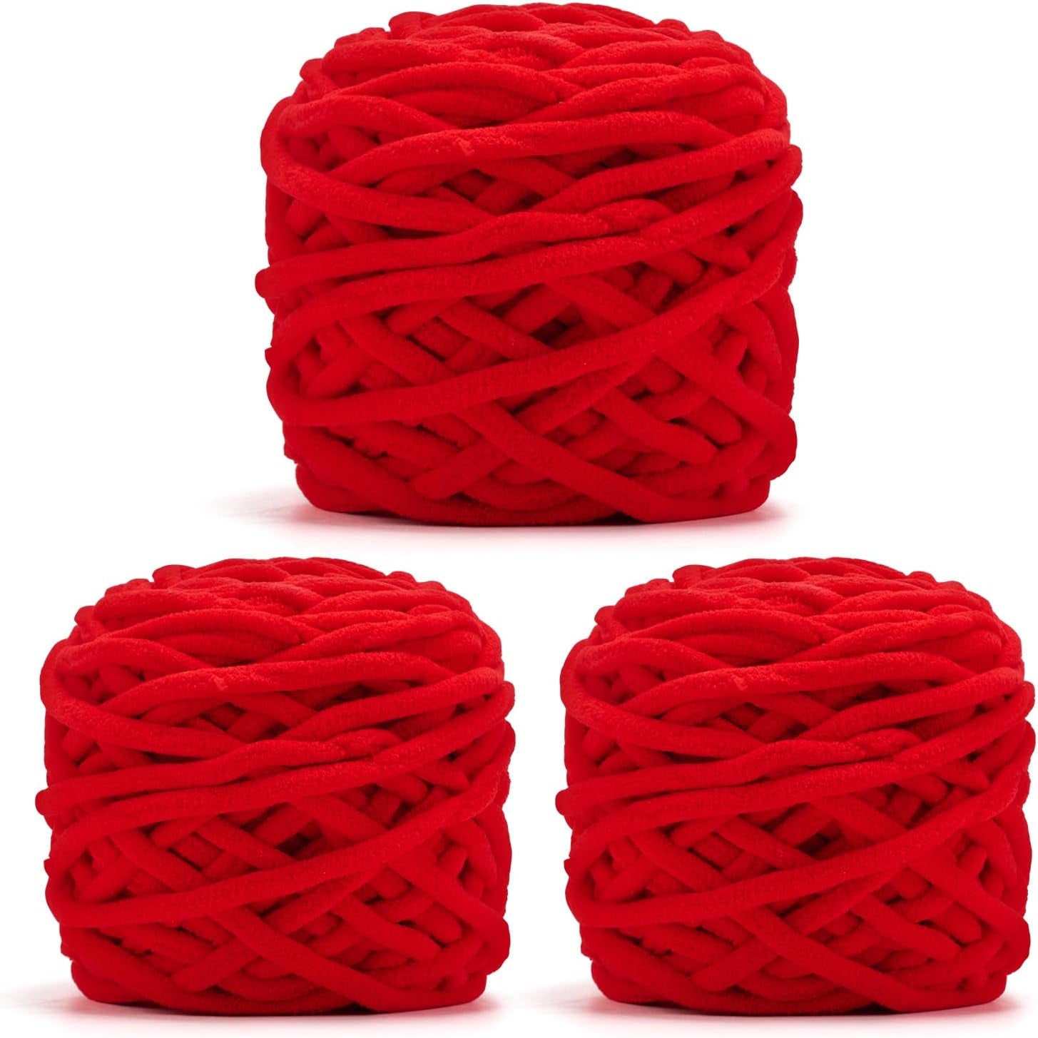 Blanket Yarn 3 Pack of 100G/3.5Oz - White Chenille Yarn 6 Super Bulky - Knitting, Crocheting &amp; Crafts Chunky Yarn