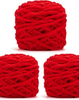 Blanket Yarn 3 Pack of 100G/3.5Oz - White Chenille Yarn 6 Super Bulky - Knitting, Crocheting & Crafts Chunky Yarn