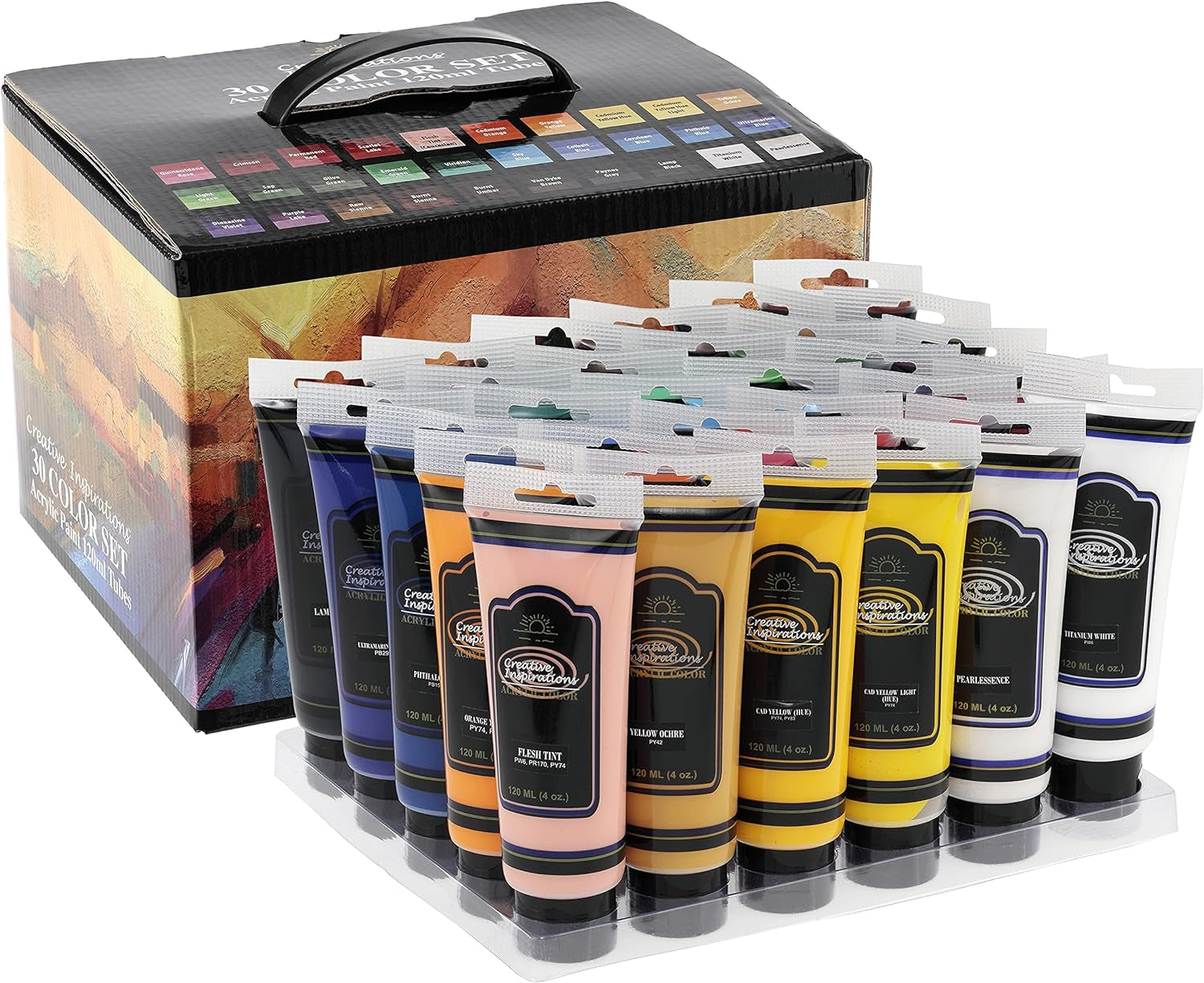 Acrylic Paint - Spectrum Set - 120 Ml Tube - Smooth &amp; Creamy Consistency, Vibrant Pigmentation, Great Coverage for Artists - Clean up with Soap &amp; Water