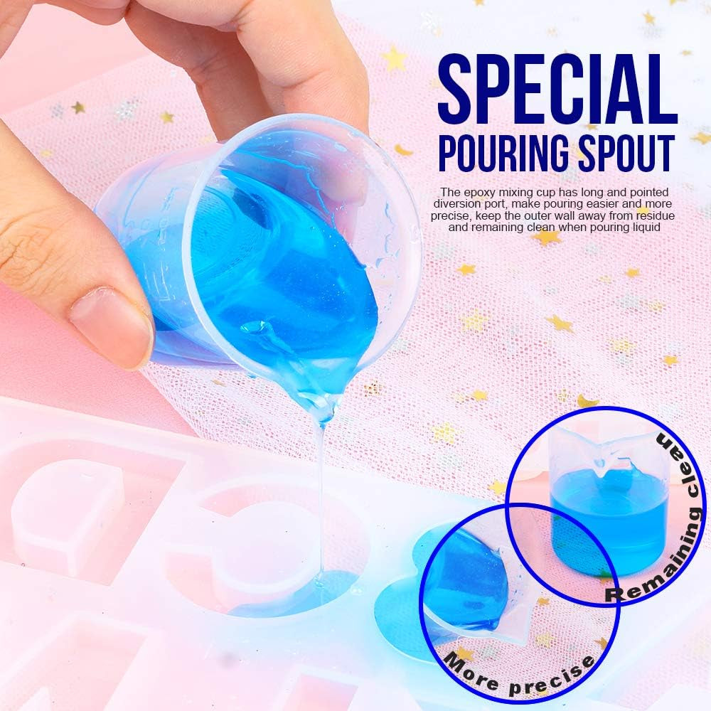 50Ml/1.7Oz Epoxy Mixing Cups, 38PCS Graduated Epoxy Resin Cups, Resin Mixing Cups, Beaker, Pouring Cup, Plastic Measuring Cup for Resin, Epoxy, Acrylic Paint, with 40 PCS Wood Craft Sticks