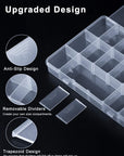 2 Pack 18 Grids Plastic Compartment Container, Bead Storage Organizer Box Case with Adjustable Removable Dividers for Jewelry Craft Tackles Tools, Size 7.8 X 6.3 X 1.2 In, White