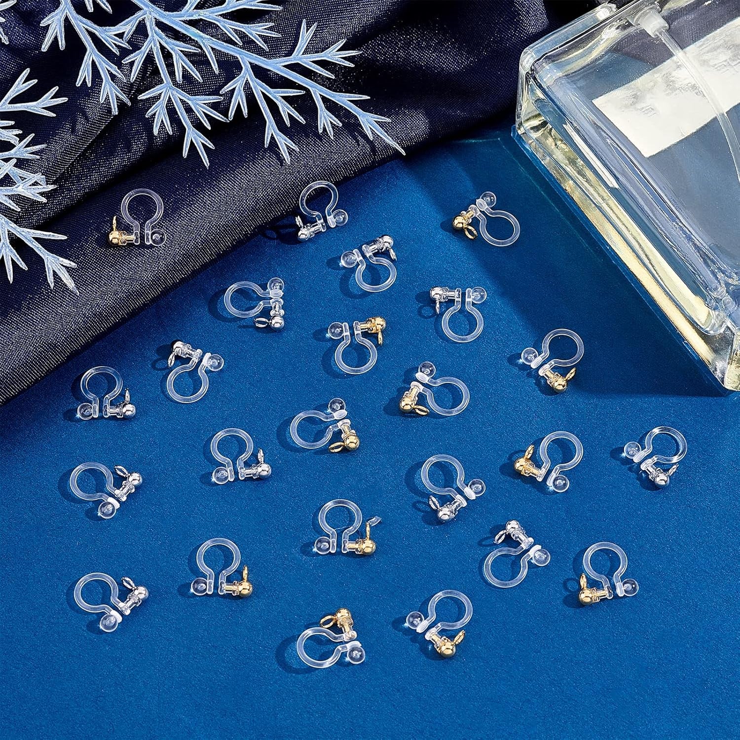 24Pcs Transparent U Type Earring Findings Alloy Invisible Clip on Earring Converter Non-Pierced Earrings Painless Allergy-Free Resin Earring Components for Non Pierced Ears