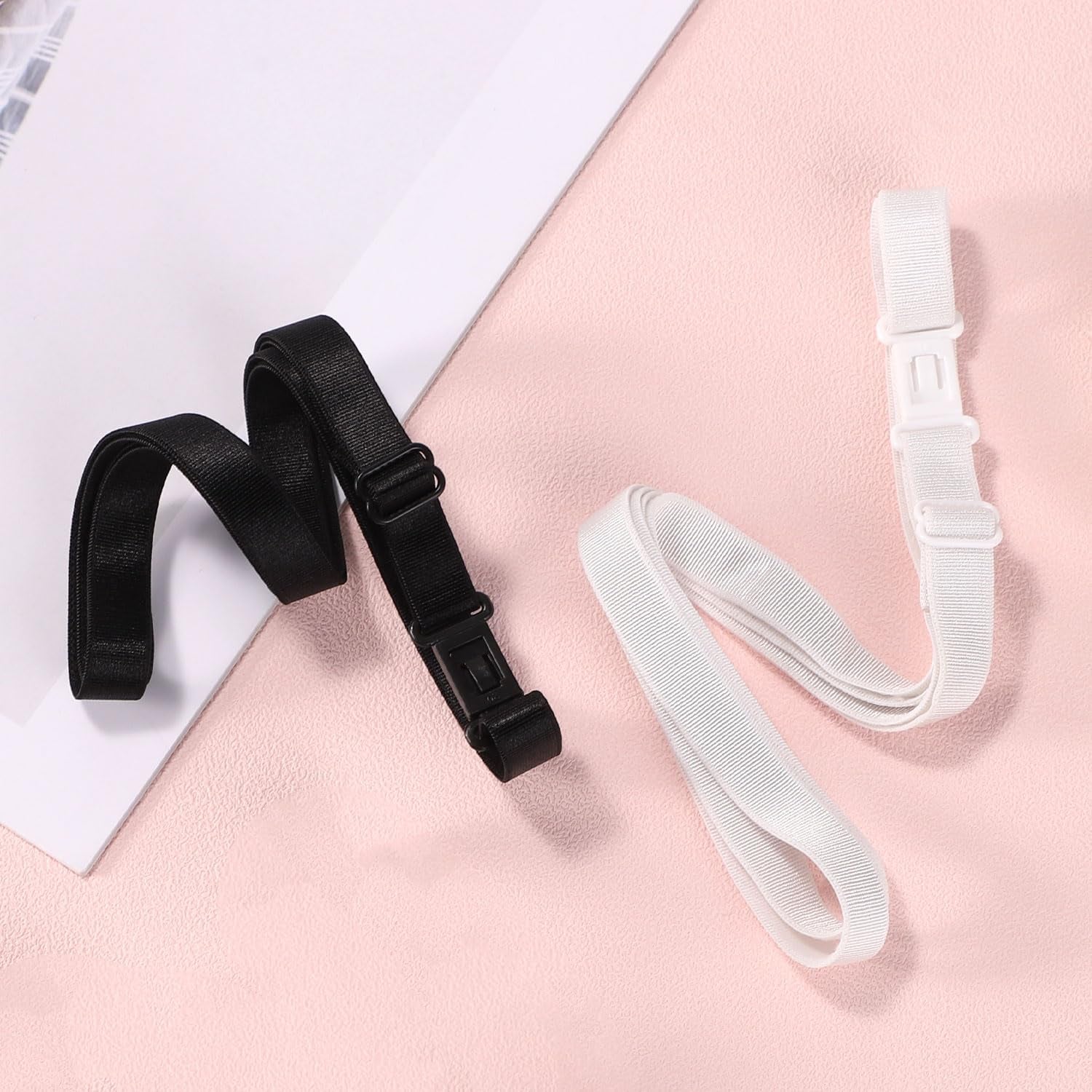 2Pcs Adjustable Crop Tuck Band for Shirts, Shirt Tuck Band Shirt Cropping Band Elastic Crop Top Band Tucking Belt for Women, Change the Style of Your Tops (Black + White)