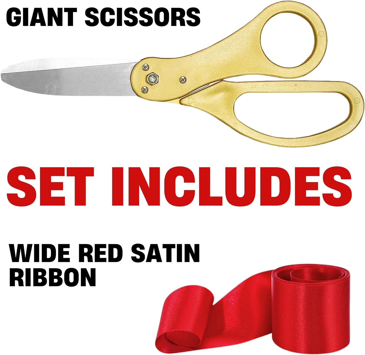 Gold Ribbon Cutting Ceremony Kit – 20 Inch Gold Giant Scissors Giants Ribbon Cutting Scissors with Red Ribbon Grand Opening Ribbon and Scissors for Special Events Inaugurations and Ceremonies