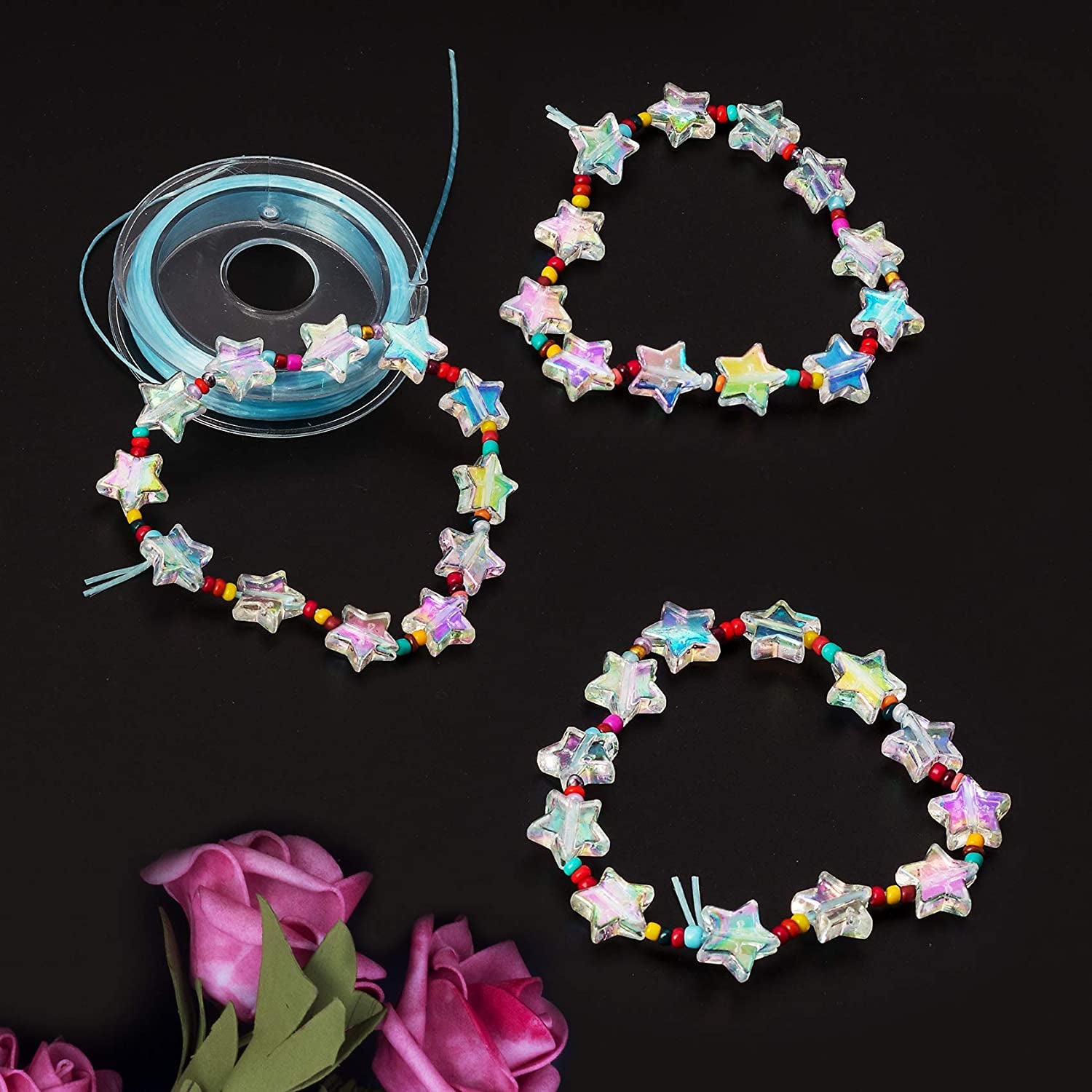 400 PCS Acrylic Star Shape Beads, Star Shape Charming Beads, Clear Acrylic 10Mm Beads for DIY Jewelry Craft Making Necklace Bracelet Supplies (4 Pack X 100 PCS)