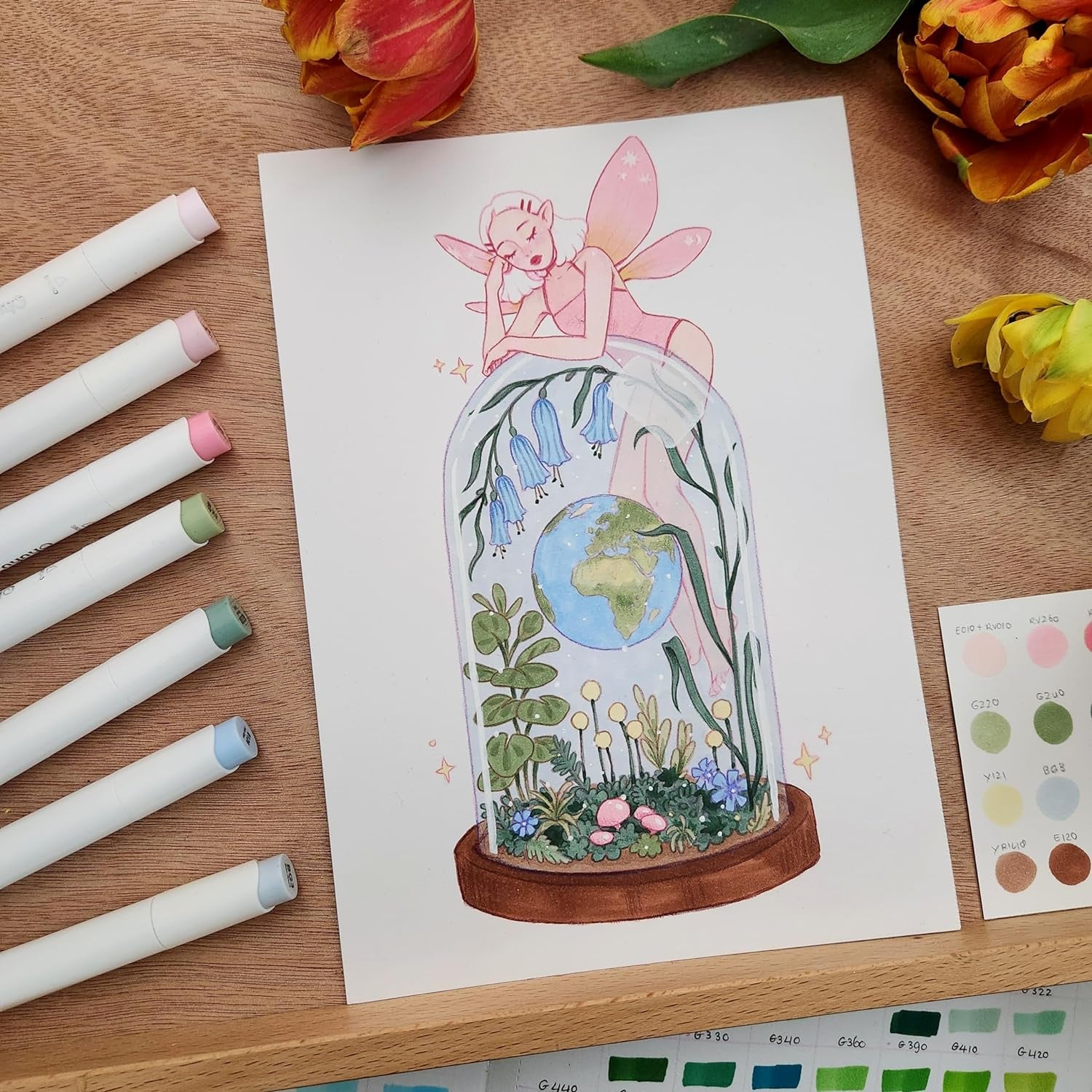 Double Sided Marker Pad Art Sketchbook Bleedproof - 9&quot;X12&quot; Large Paper Size - 90LB/150GSM Smooth Drawing Paper - 60 Sheets/120 Pages, Glue-Bound Sketching Book for Alcohol Markers Christmas Gift