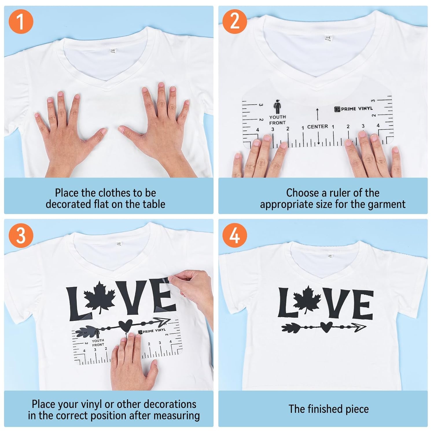 17Pcs Tshirt Ruler Guide for Vinyl Alignment, Tshirt Ruler for Cricut Heat Press HTV Vinyl Center Designs, Craft Sewing Supplies and Accessories