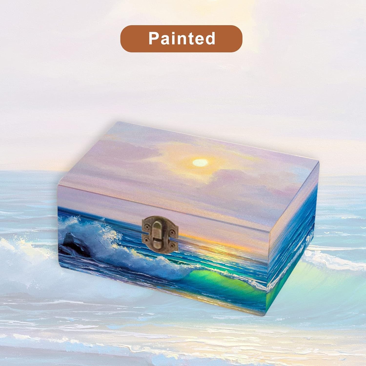 Unfinished Wooden Box with Hinged Lid, 4 Pcs- 6"X3.8"X2" Wood Boxes Bulk for Craft, Make Your Own Gift, Jewelry Pin Box