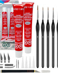 Testors Cement Plastic Model Glue Adhesive 2-Pack, 6 Fine Detail Miniatures Paint Brushes, Precision Crafting Knife with Extra Blades and Tips