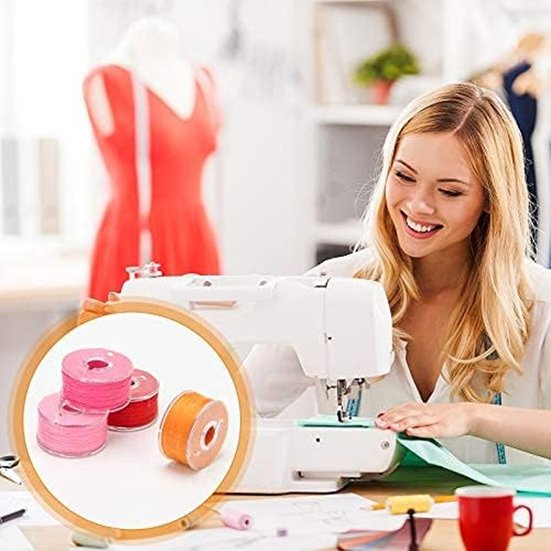 72 Pcs Prewound Bobbins Sewing Threads Standard Size and Assorted Colors Thread Bobbins with Bobbin Case for Brother/Babylock/Janome/Elna/Singer Embroidery Machine (72 Colors)
