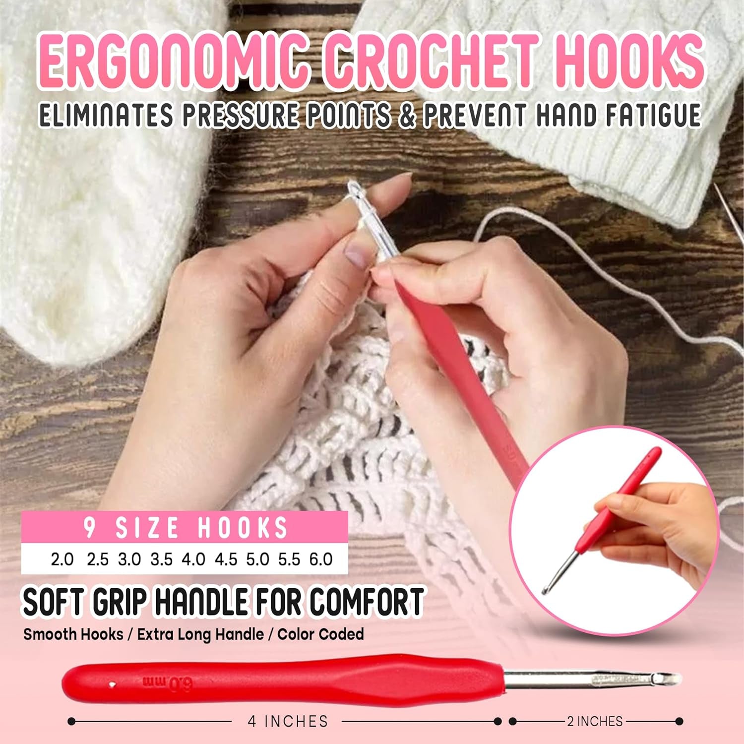 138-Piece Complete Crochet Kit for Beginners Adults & Kids, 25 Acrylic Yarn Colors, Ergonomic Hooks, Scarf Loom, Pompom Makers - Make Amigurumi, Scarves - Learn to Crochet Book - Ideal for All Ages