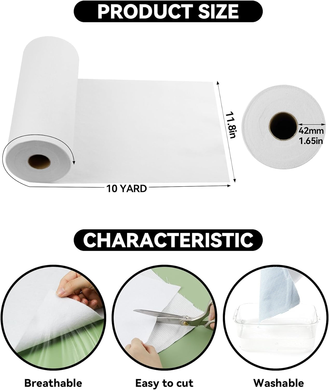 Iron-On Fusible Fleece Interfacing: 11.8 Inches X 10 Yards Lightweight One-Sided Loft Iron on Fusible Fleece White for Quilting Tote Bags and Home Decor