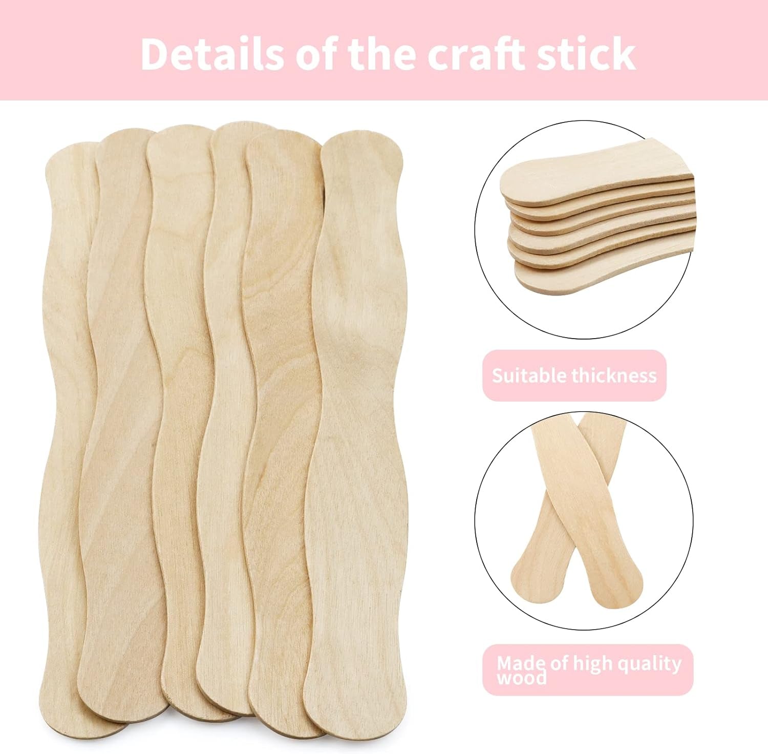 30 Pieces Church Fans Handheld Set, Including Fan Handle Craft Sticks Wavy Wooden Sticks, Blank White Cardstock, Double Sided Tape Church Fans for DIY Crafting Painting