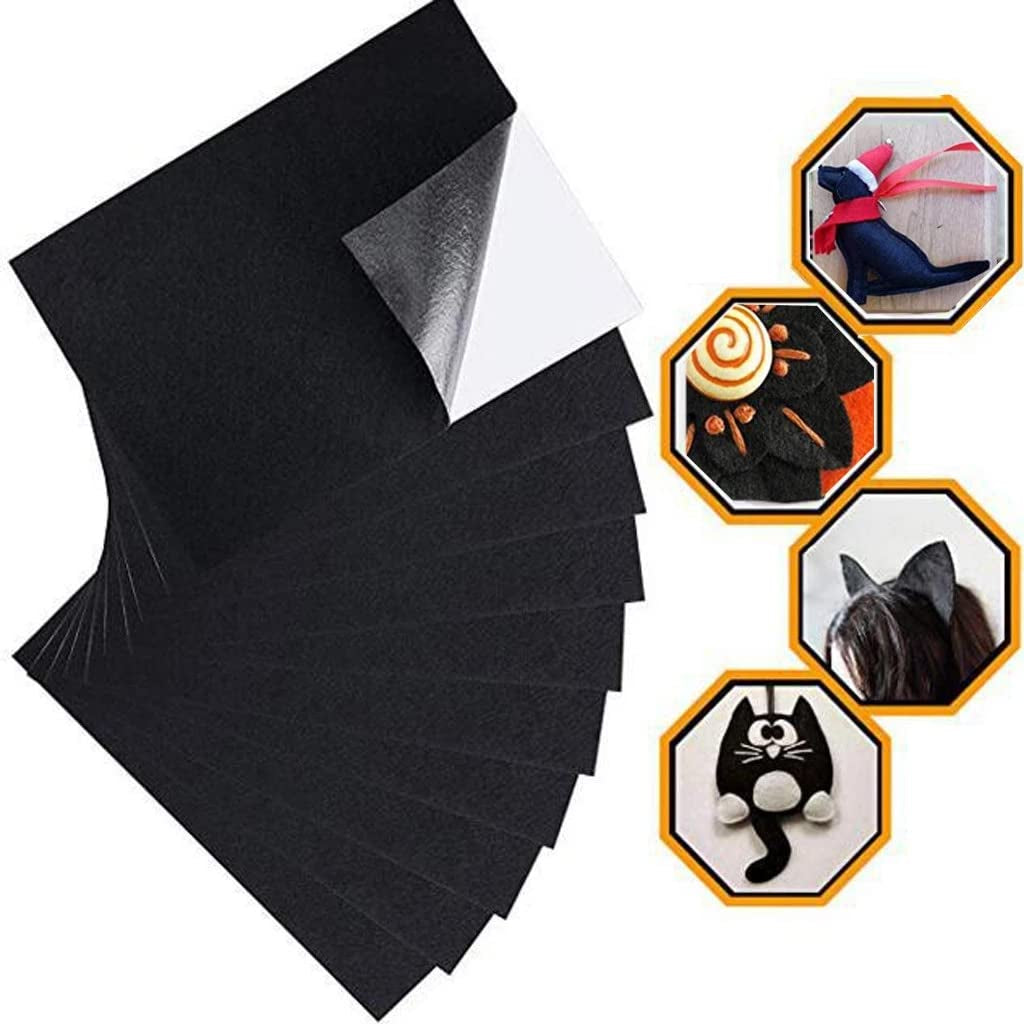 Adhesive Felt Sheet Black Felt 8.3X11.8In 1Mm Fabric Adhesive Sticky Back Felt Sheets for Art and Craft Making (13PCS)
