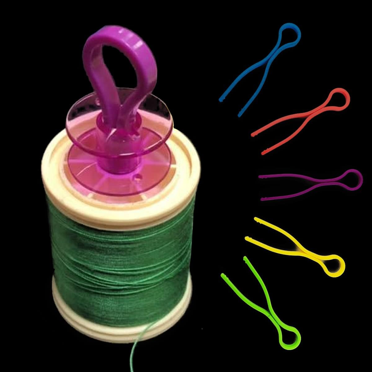 100PCS Bobbin Thread Holders Thread Buddies Clips Sewing Machine Accessories for Thread Spool Organizing, 5 Colors