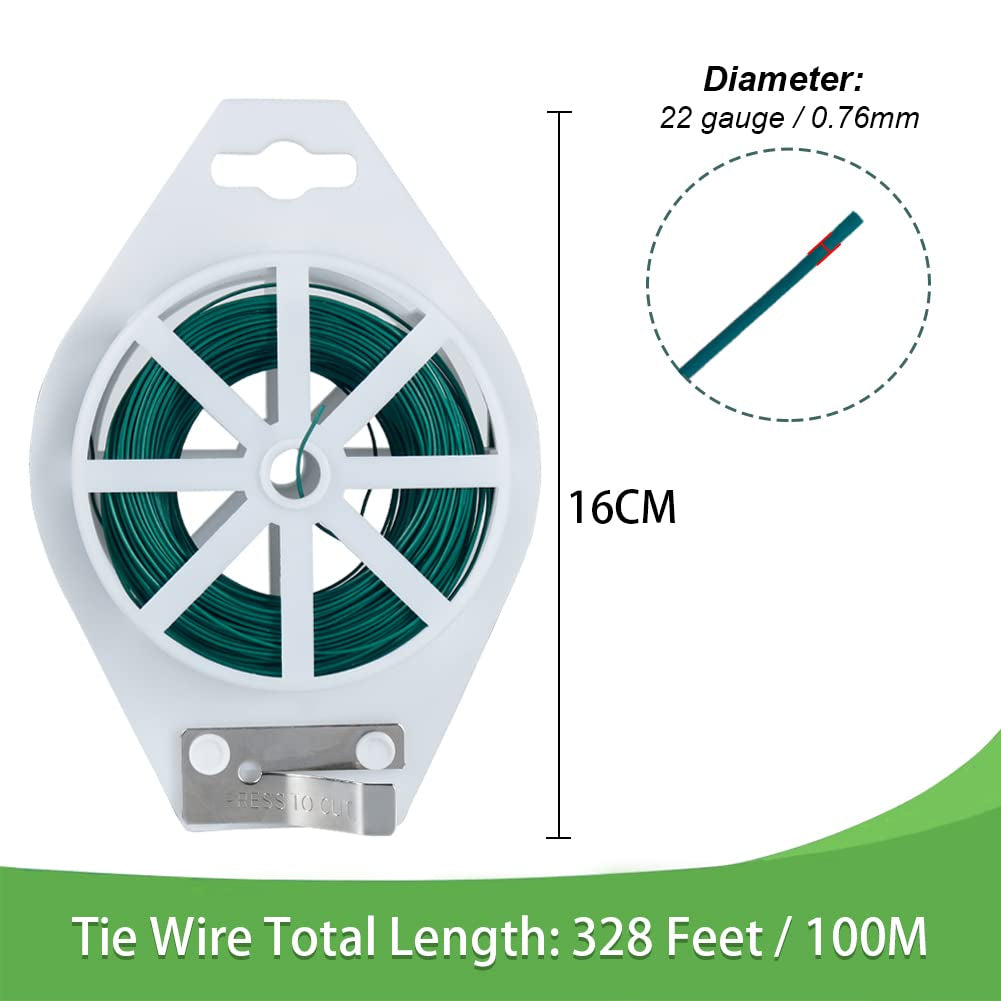 Floral Wire, 328 Feet 22 Gauge Soft Craft Wire for Wreaths, Green Florist Wire with Built-In Cutter for Flower Arrangements, Wreath Making, Christmas Ornaments, Gardening, Crafts