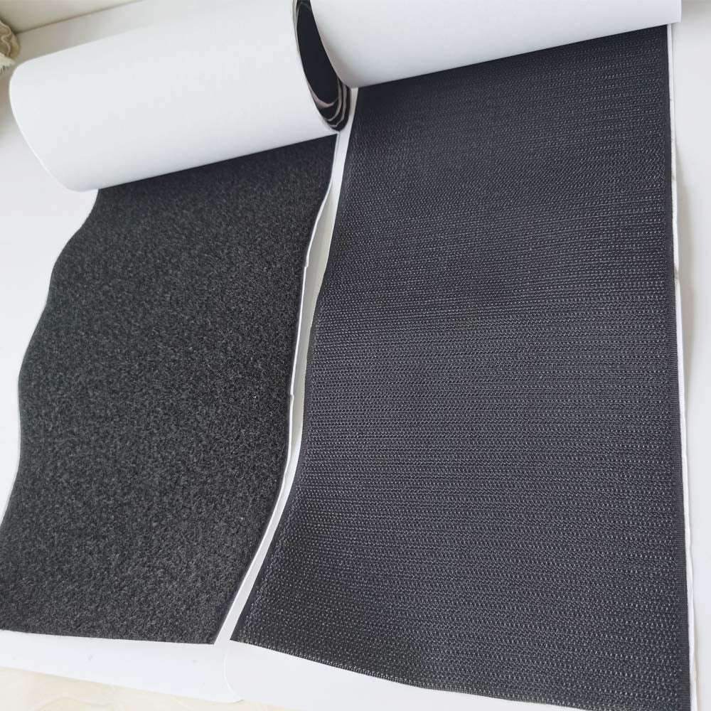 6 Inch Width Self Adhesive Hook and Loop Fastening Tape Heavy Duty Strips 1 Yard (Black, 6 Inch X 1.1 Yard)