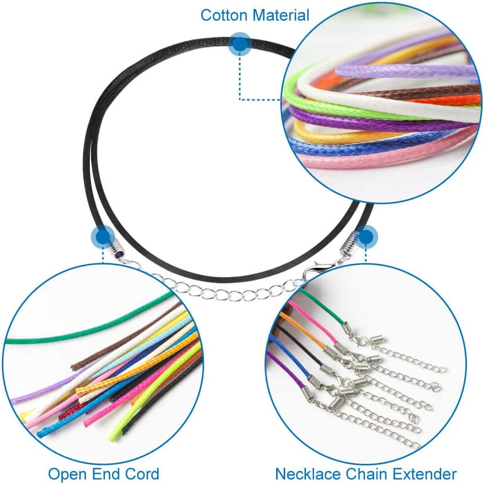 100Pcs Necklace Cord String with Clasp Bulk for Jewelry Making and Bracelet, Multicolor