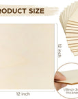 Basswood Sheets for Craft, 12 Pack, 12 X 12 X 1/8 Inch, 3Mm Thick Plywood Sheets, Unfinished Wood Boards for Laser Cutting & Engraving, DIY Architectural Models, Wood Burning and Stain