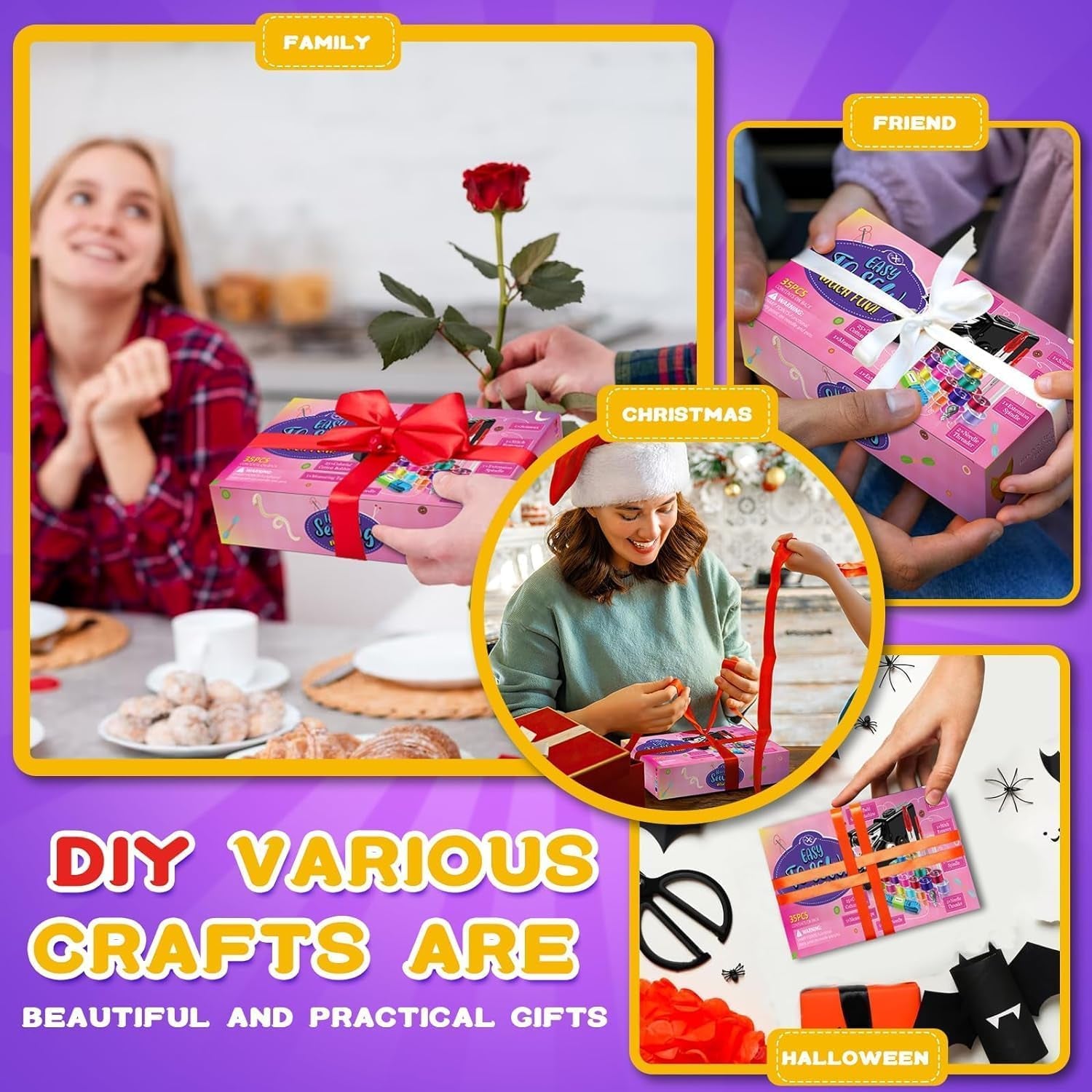 Handheld Sewing Machine with 35PCS Accessories, Easy Operated and Quick Repairing Portable Sewing Machine for Beginners, Mini Sewing Machine for Home Travel DIY, Black