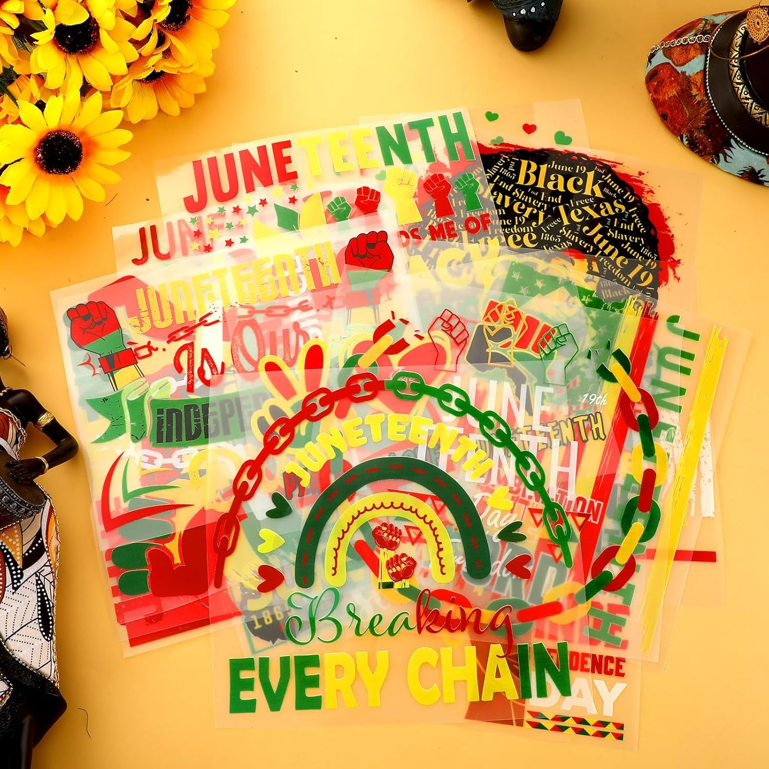 30 Sheets Juneteenth Iron on Decals Black History Month Vinyl Heat Transfer Stickers Black History Iron on Patches Appliques for Clothes T Shirts Pillow DIY Crafts
