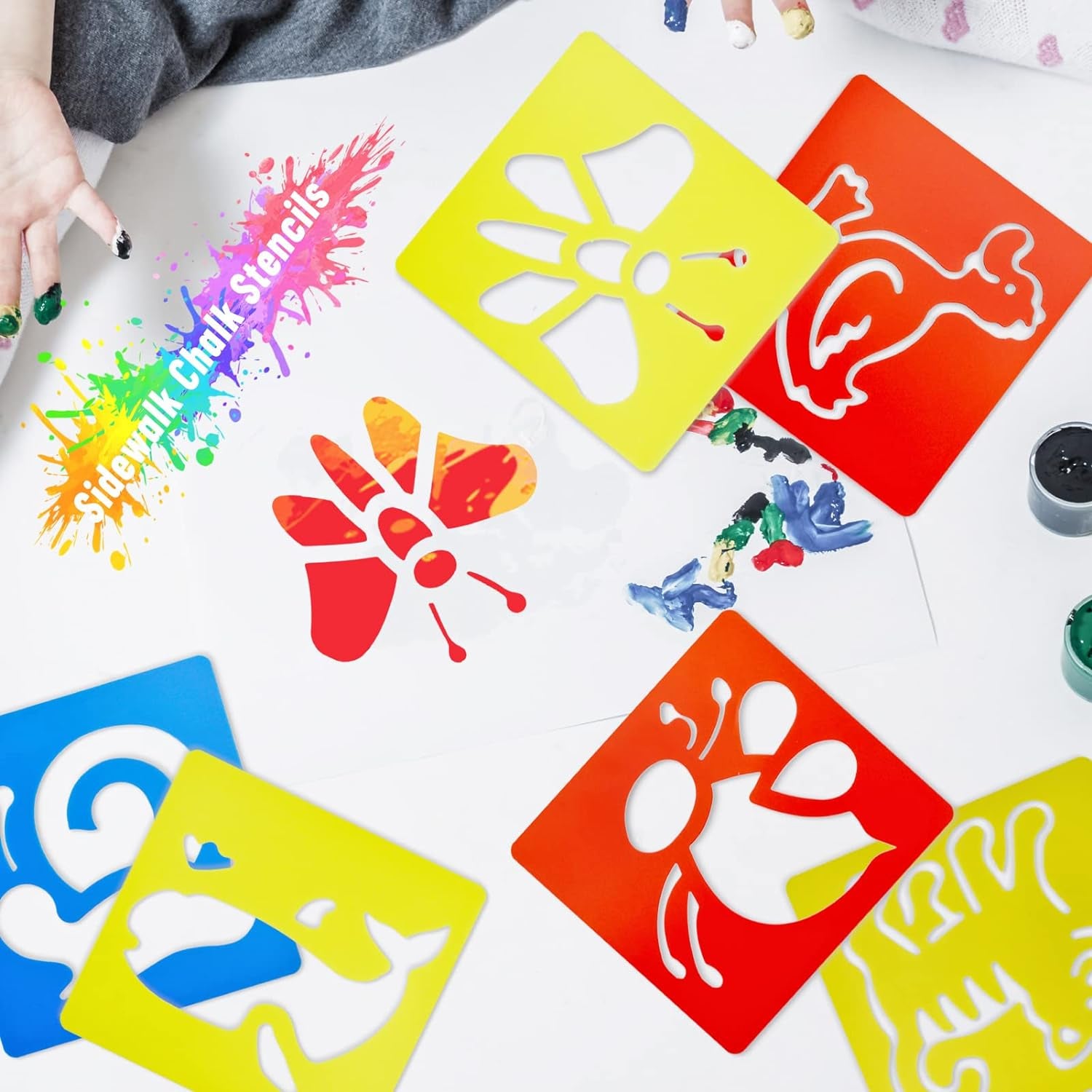 24 Pieces Stencils for Kids 5.9 X 5.5 Inches Drawing Stencils Chalk Stencils Large Washable Animal Themed Primary Shape Template for Kids Toddlers Preschooler (Animal Style)