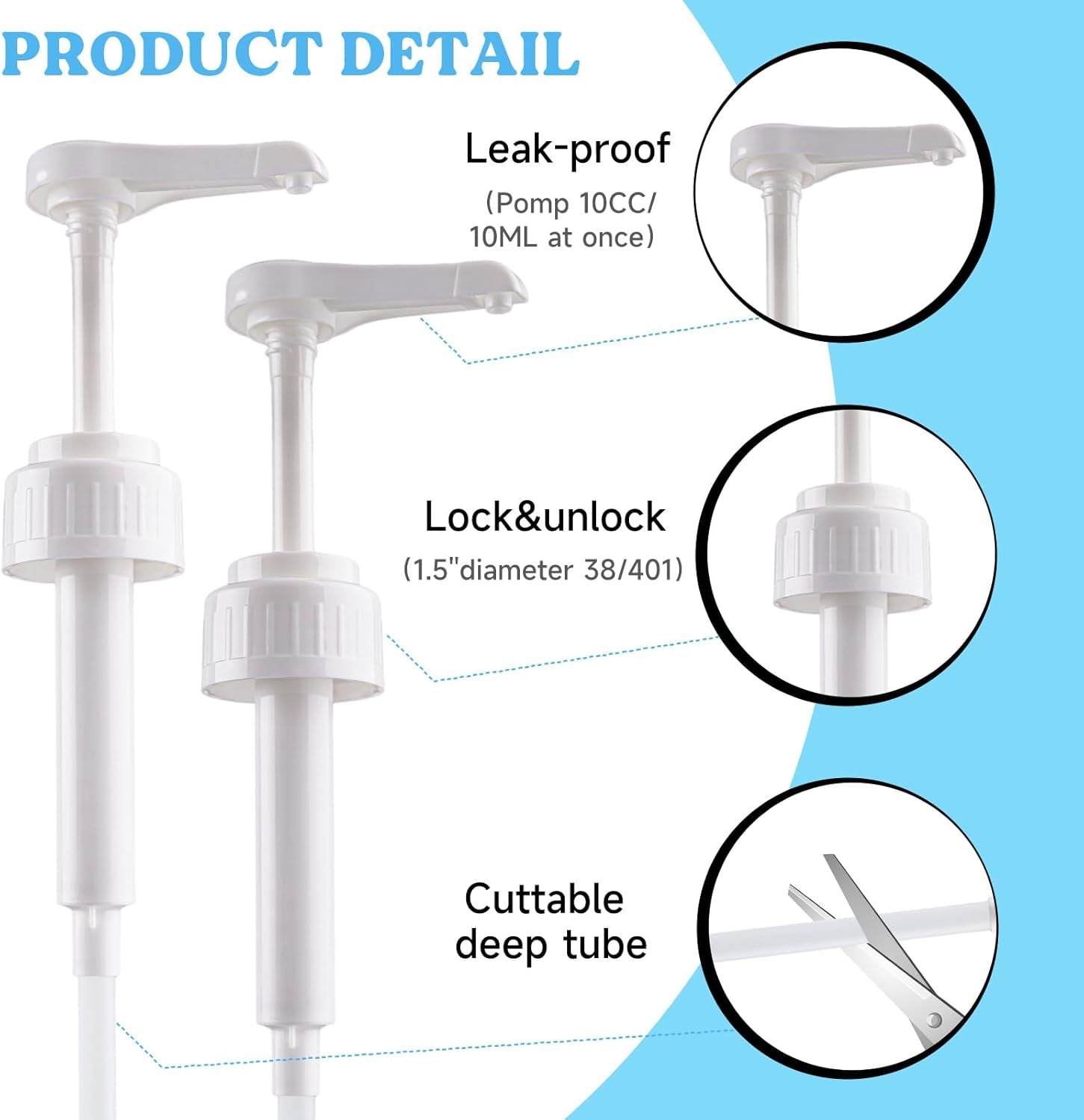 LET’S Resin Gallon Pump Dispenser, 10CC 2Pcs Heavy-Duty Leak Proof Resin Pump Dispenser,Bpa Free 38/401Resin Accessories for Dispensing Resin, Commercial and Household Use