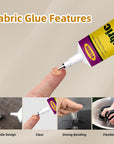 Clear Fabric Glue for Clothing Permanent - 2Packs Washable Cloth Glue for Fabric