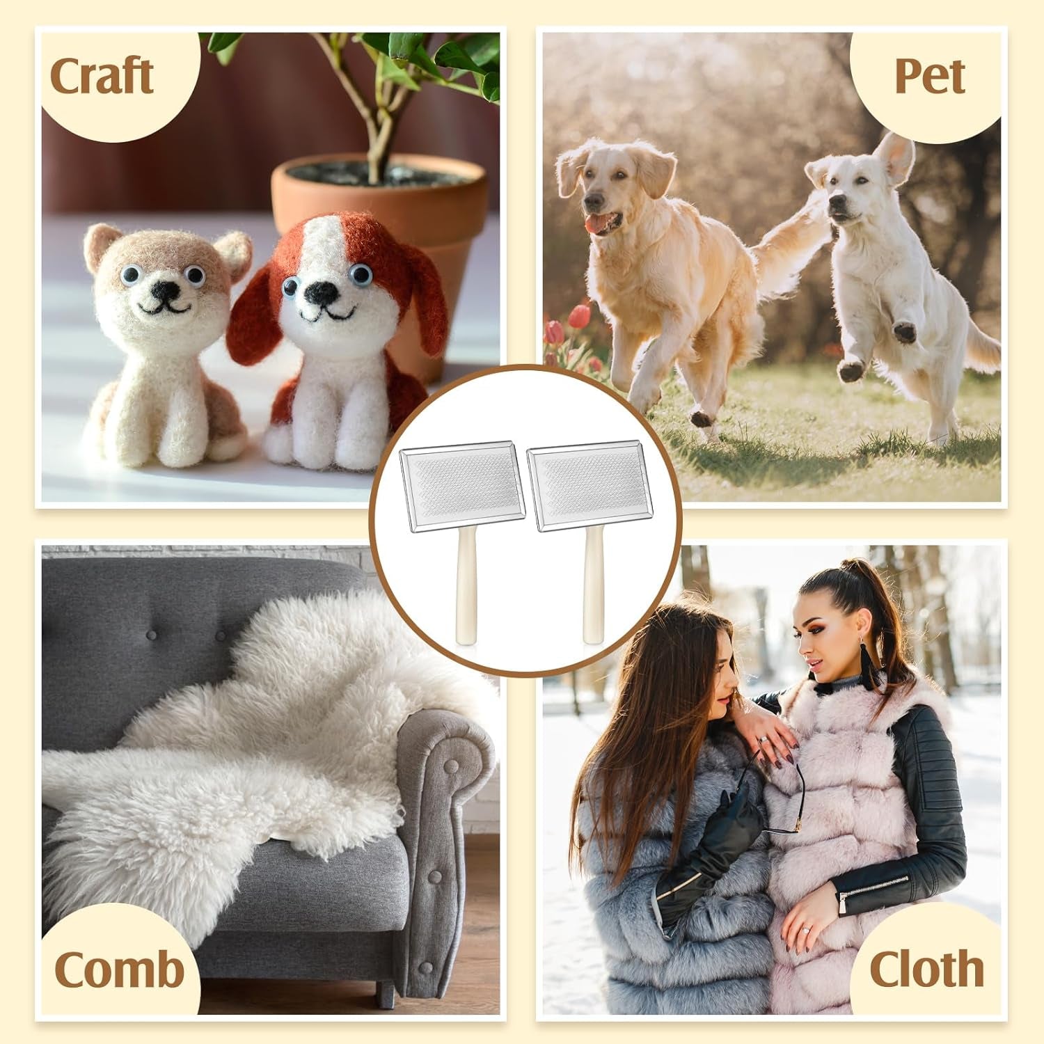 2 Pcs Wool Carders, Hand Carders for Wool Needle Felting Brush Wooden Wool Carders Needle Felting Wool Carding Brushes Needle Felting Tools for Needle Felting Craft Felt Project (Gray, Large)